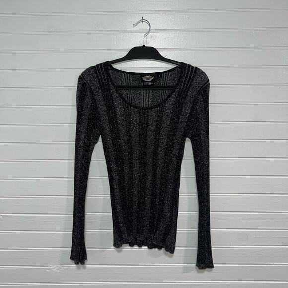 Harley Davidson Vintage 2007 Size Medium Sparkly Shimmer Goth Punk Grunge Shirt - Picture 1 of 11